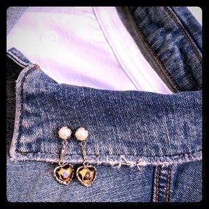 Betsy Johnson Cheetah and Pearl Drop Earrings